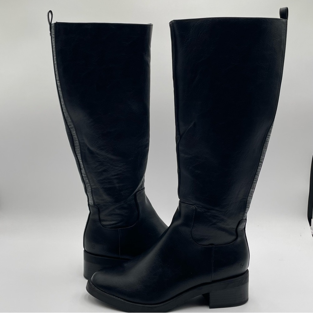 Life Stride Soft System Tall Boots 8.5 Blythe Black Faux Leather Block Heel